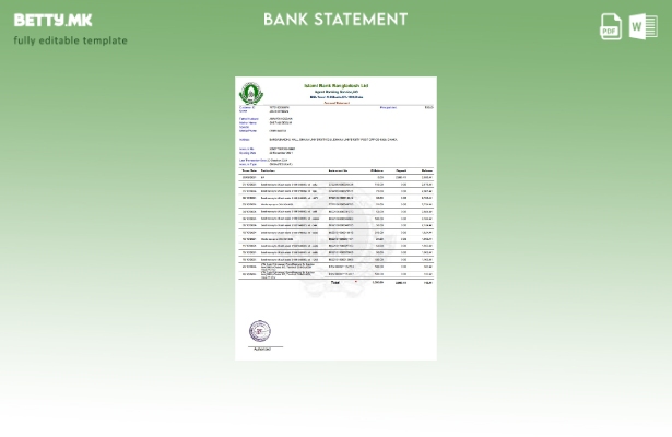 модерен стил Шаблон за збор од изводи од исламска банка од Бангладеш